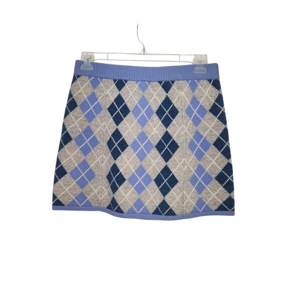 LoveShackFancy Blue Wool Cashmere Marseille Argyle Sweater Mini Skirt Women's M - Picture 6 of 6